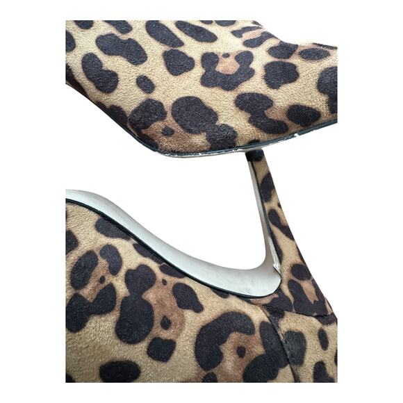 Leopard print ankle straps, stiletto heel low cut booties brown ASOS size 5 - Picture 15 of 16